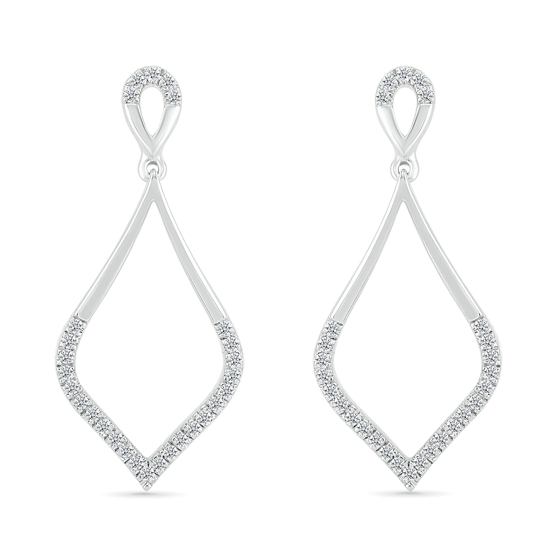 Diamond Drop Earrings in Sterling Silver (1/7 ct. tw.)