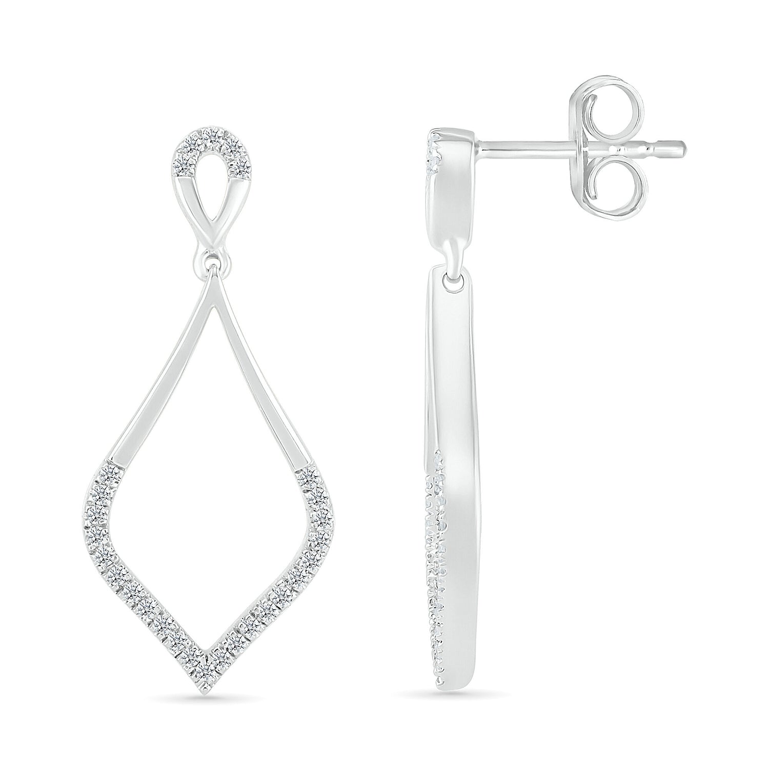 Diamond Drop Earrings in Sterling Silver (1/7 ct. tw.)