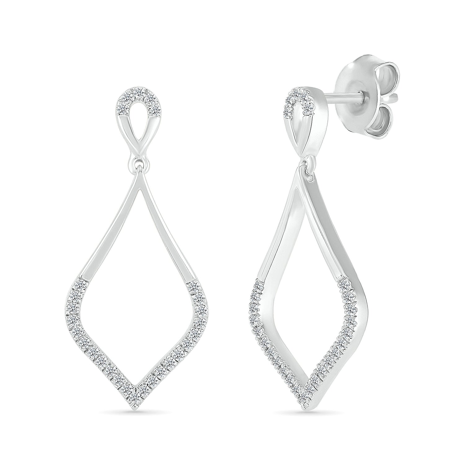 Diamond Drop Earrings in Sterling Silver (1/7 ct. tw.)