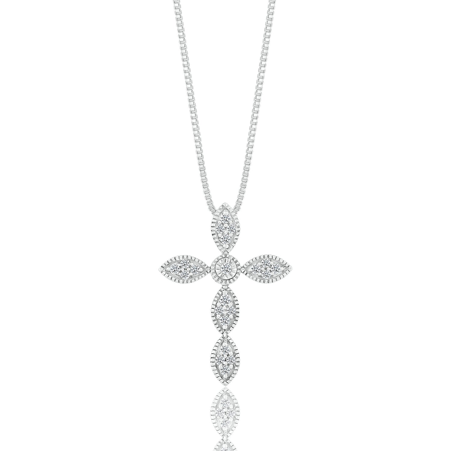 Diamond Cross Pendant in Sterling Silver (1/10 ct. tw.)