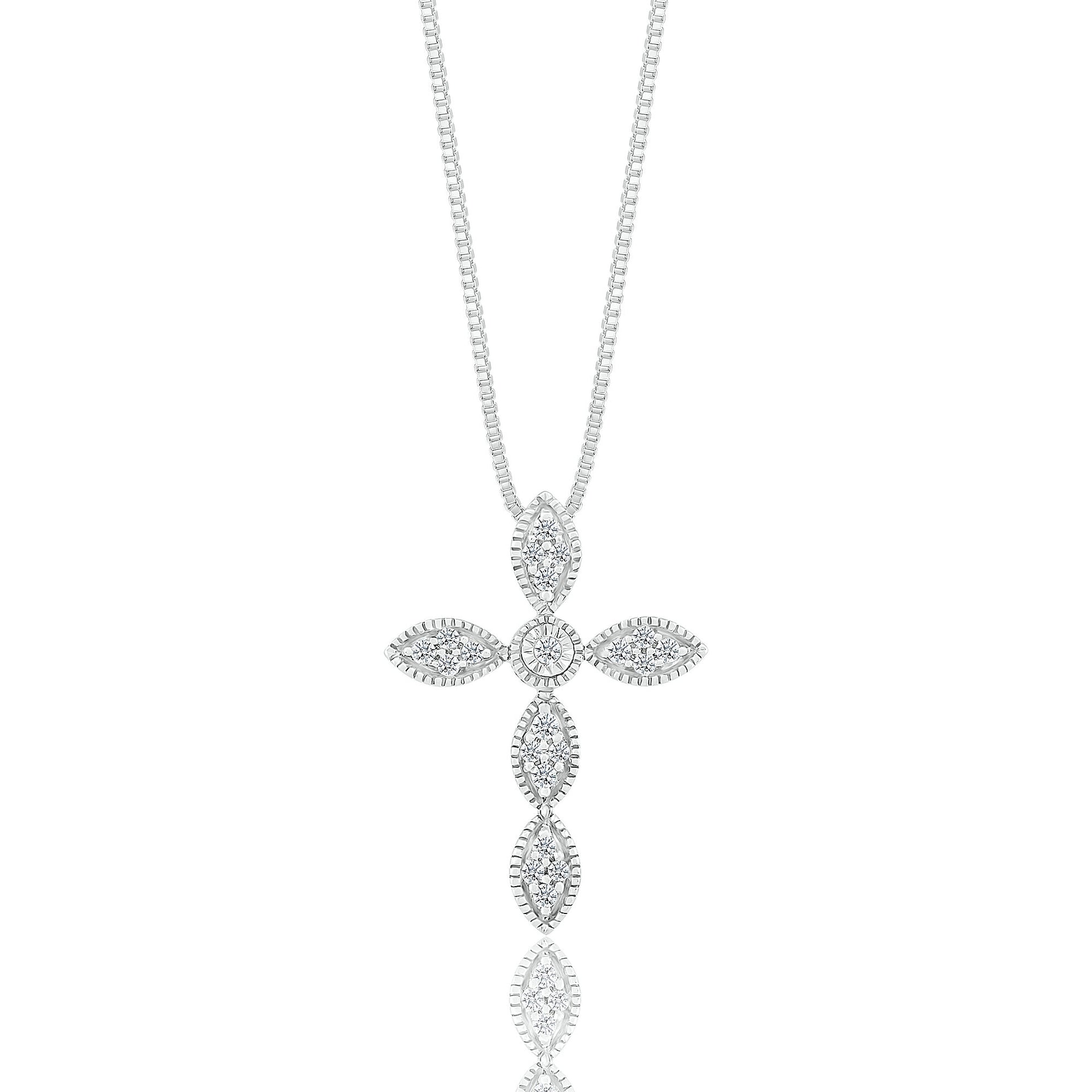 Diamond Cross Pendant in Sterling Silver (1/10 ct. tw.)