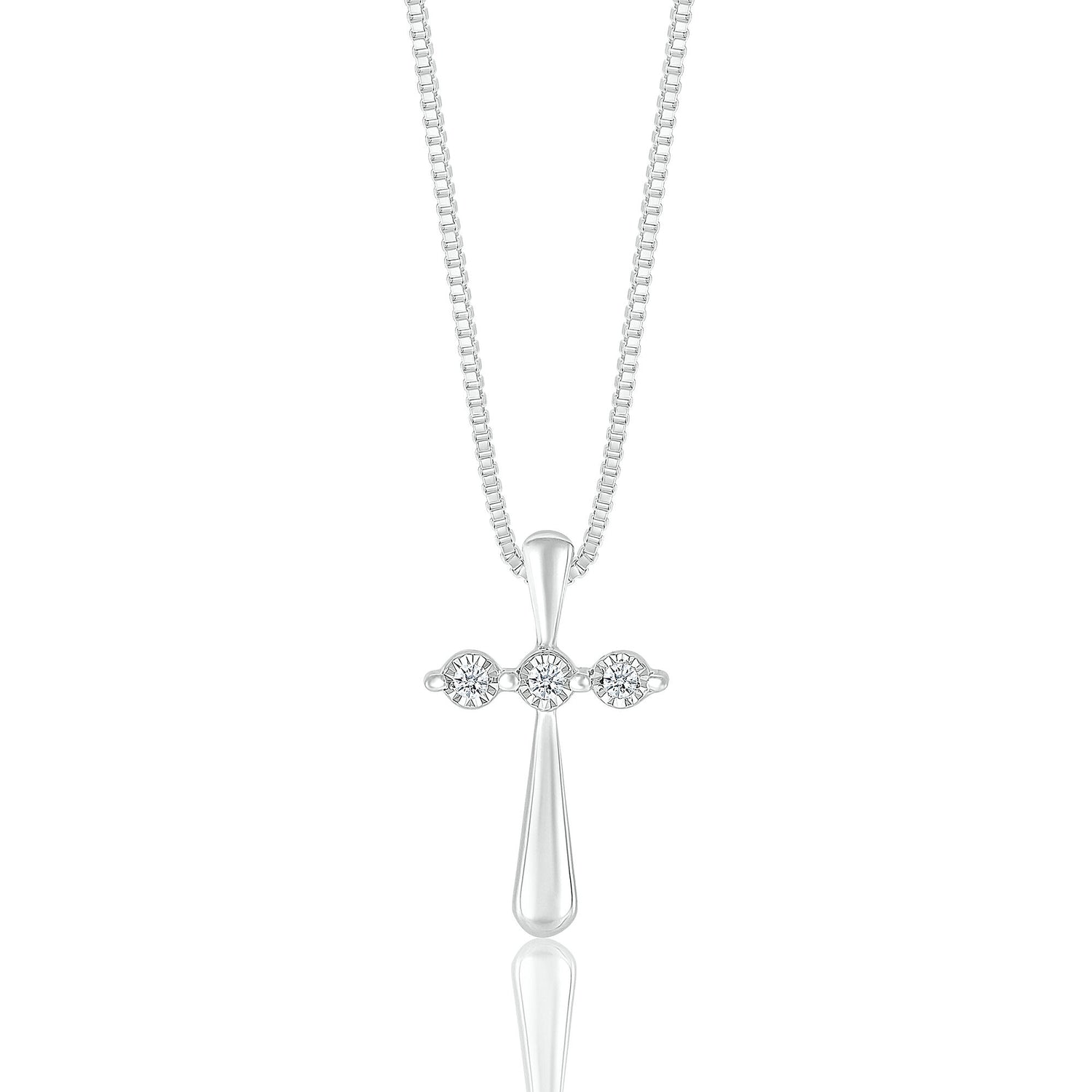 Diamond Accent Cross Pendant in Sterling Silver