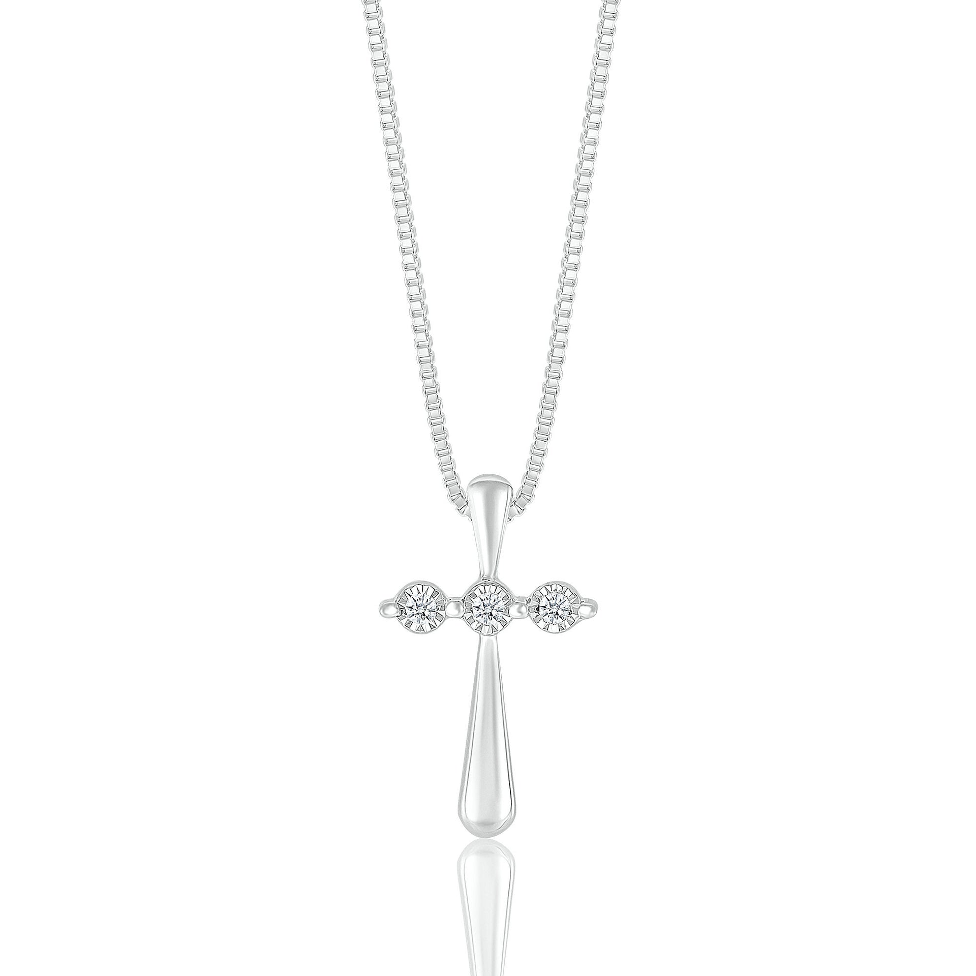 Diamond Accent Cross Pendant in Sterling Silver