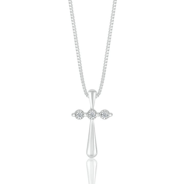 Diamond Accent Cross Pendant in Sterling Silver