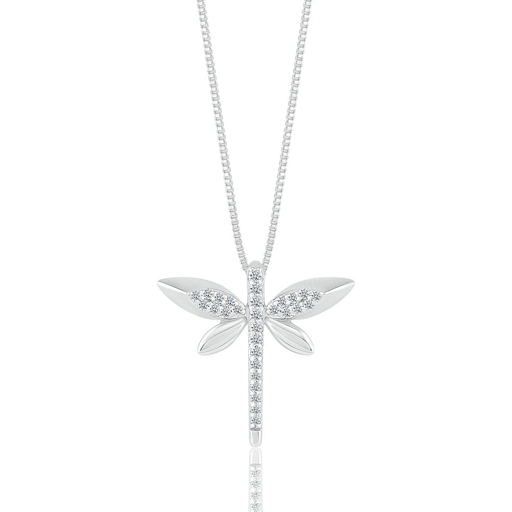 Diamond Dragonfly Pendant in Sterling Silver (1/8 ct. tw.)