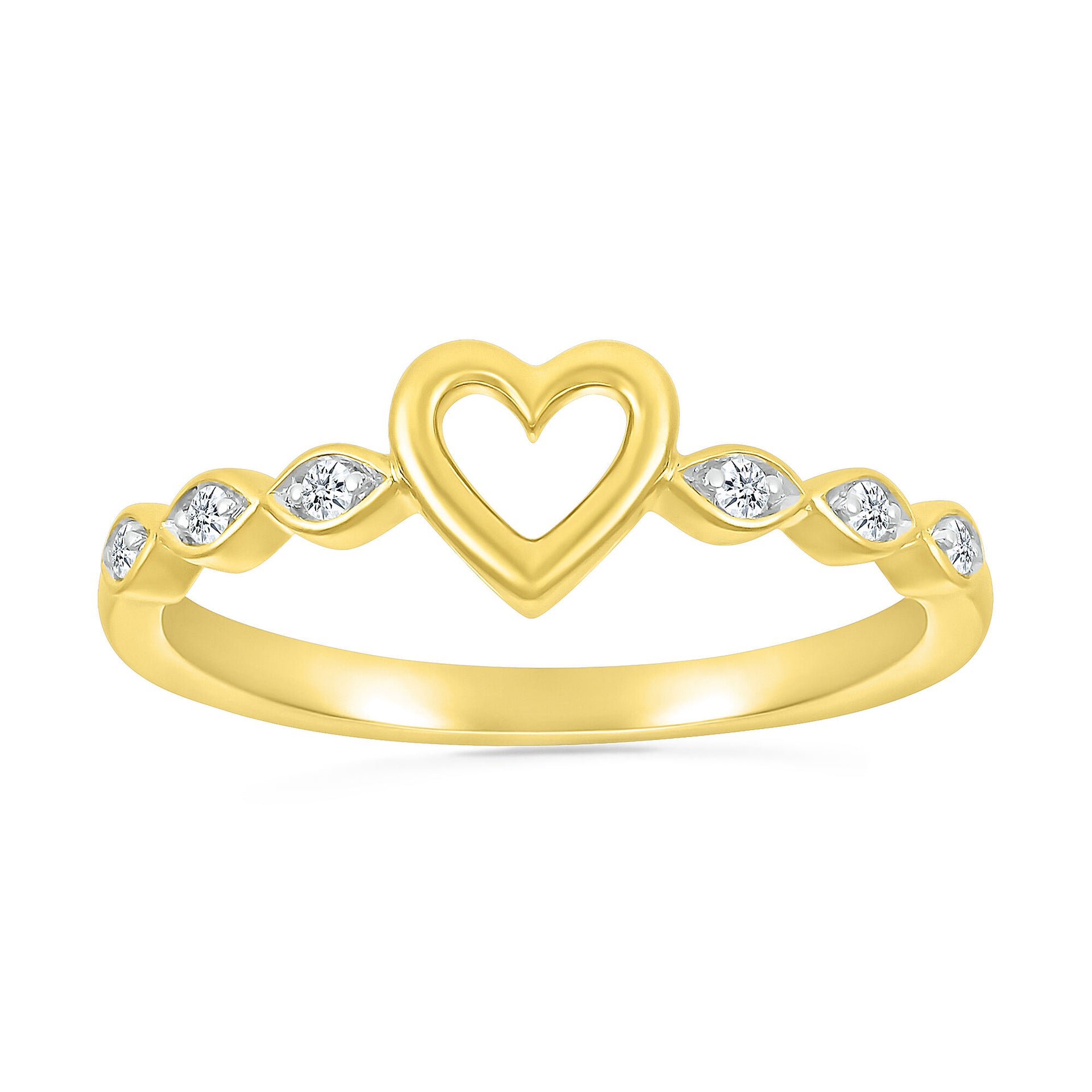 Diamond Accent Heart Ring in 10K Yellow Gold