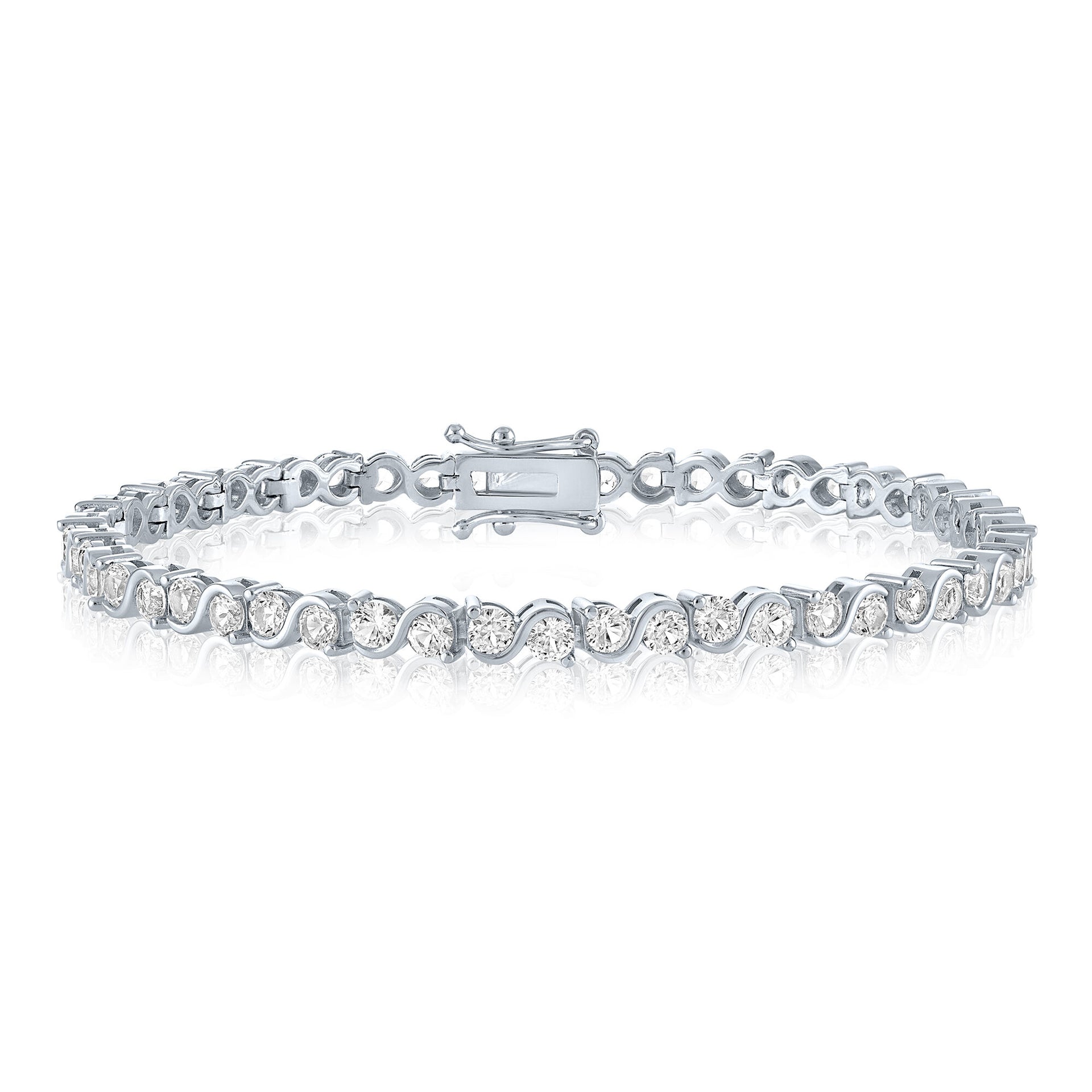 Lab-Created White Sapphire Line Bracelet in Sterling Silver