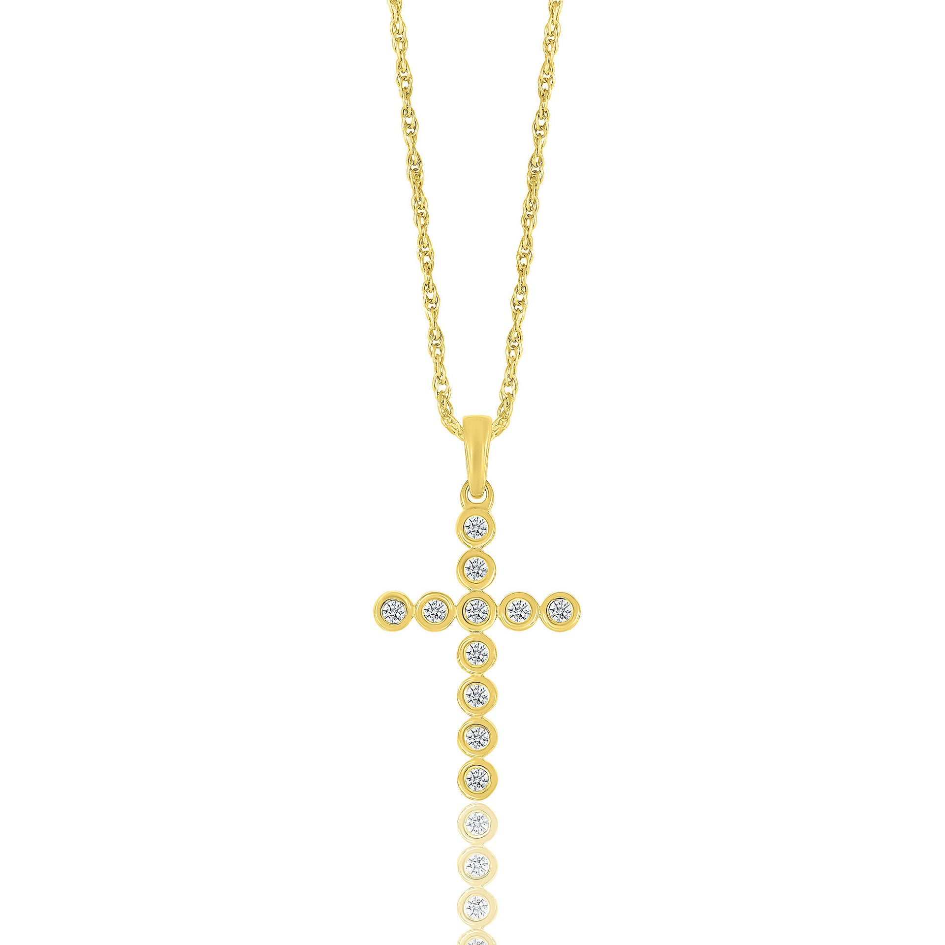 Diamond Cross Pendant in 10K Yellow Gold (1/7 ct. tw.)