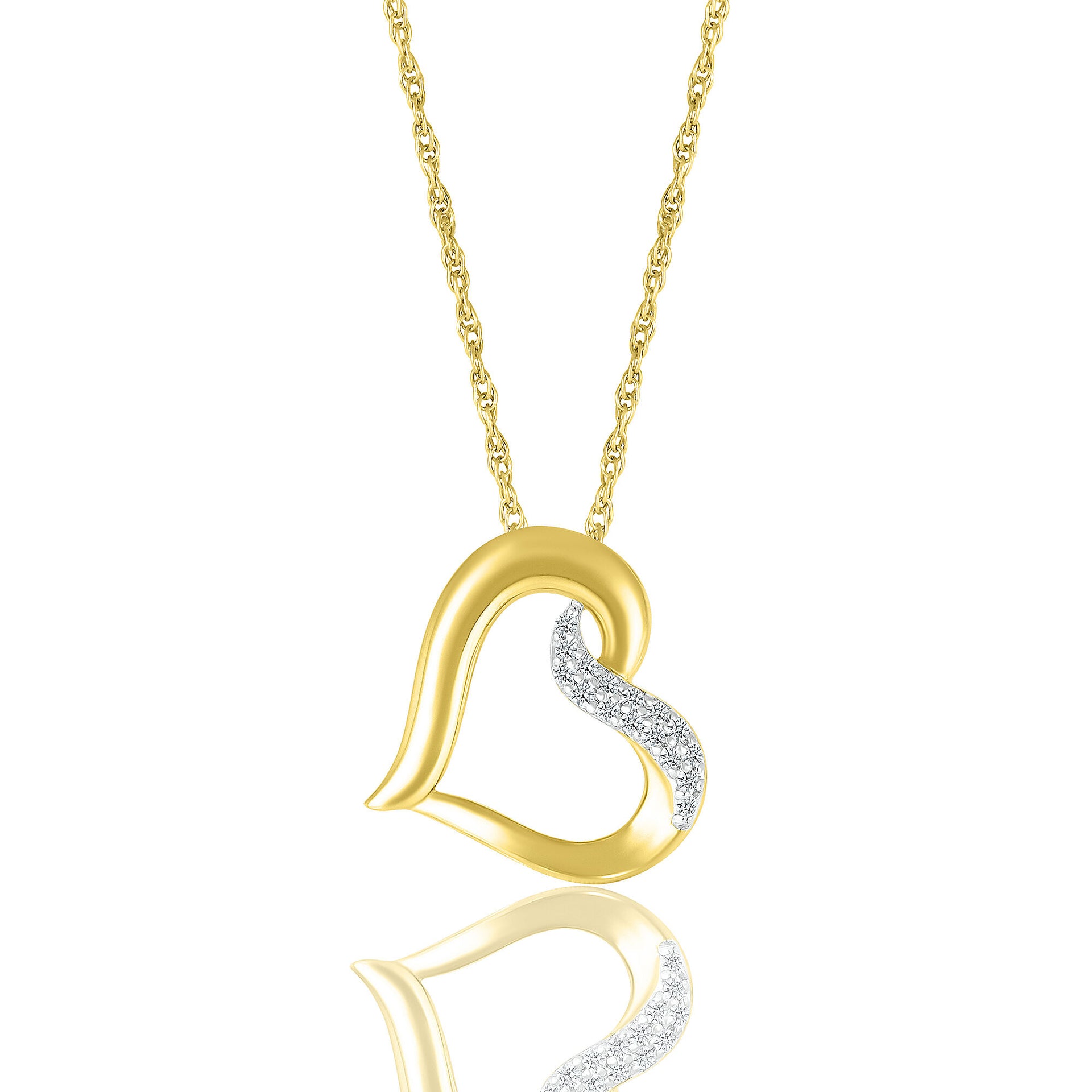 Diamond Accent Heart Pendant in 10K Yellow Gold
