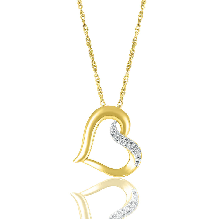 Diamond Accent Heart Pendant in 10K Yellow Gold