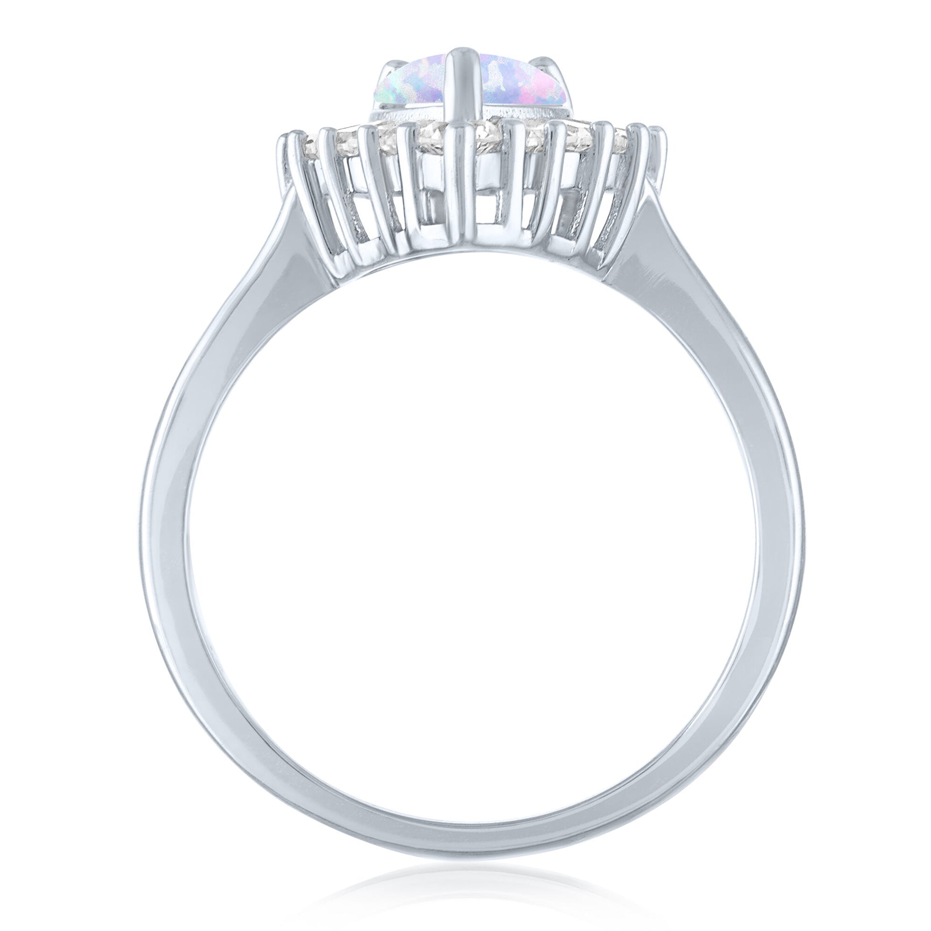 Lab-Created Opal and Lab-Created White Sapphire Halo Ring in Sterling Silver