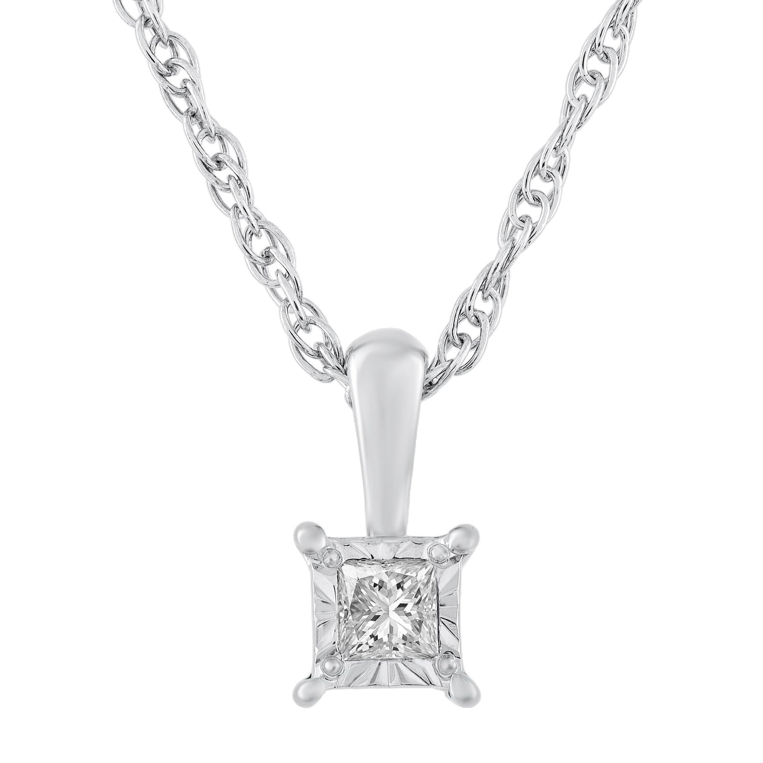 Diamond Accent Solitaire Pendant in Sterling Silver