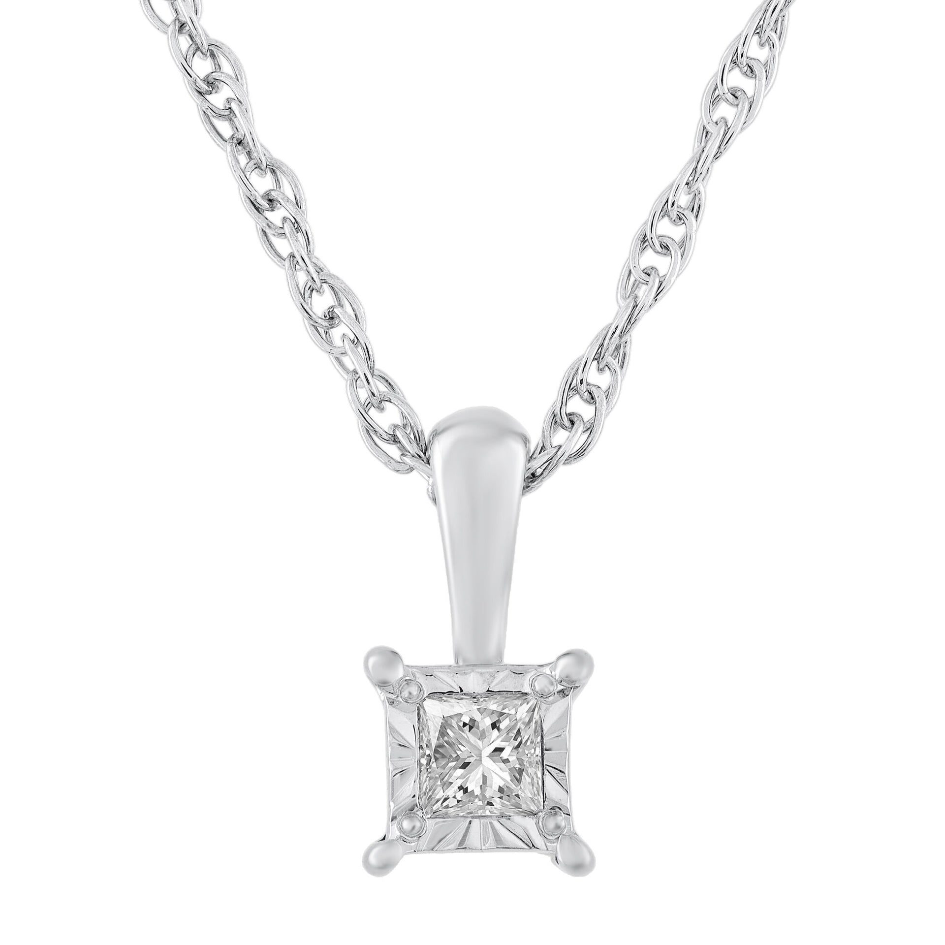 Diamond Accent Solitaire Pendant in Sterling Silver