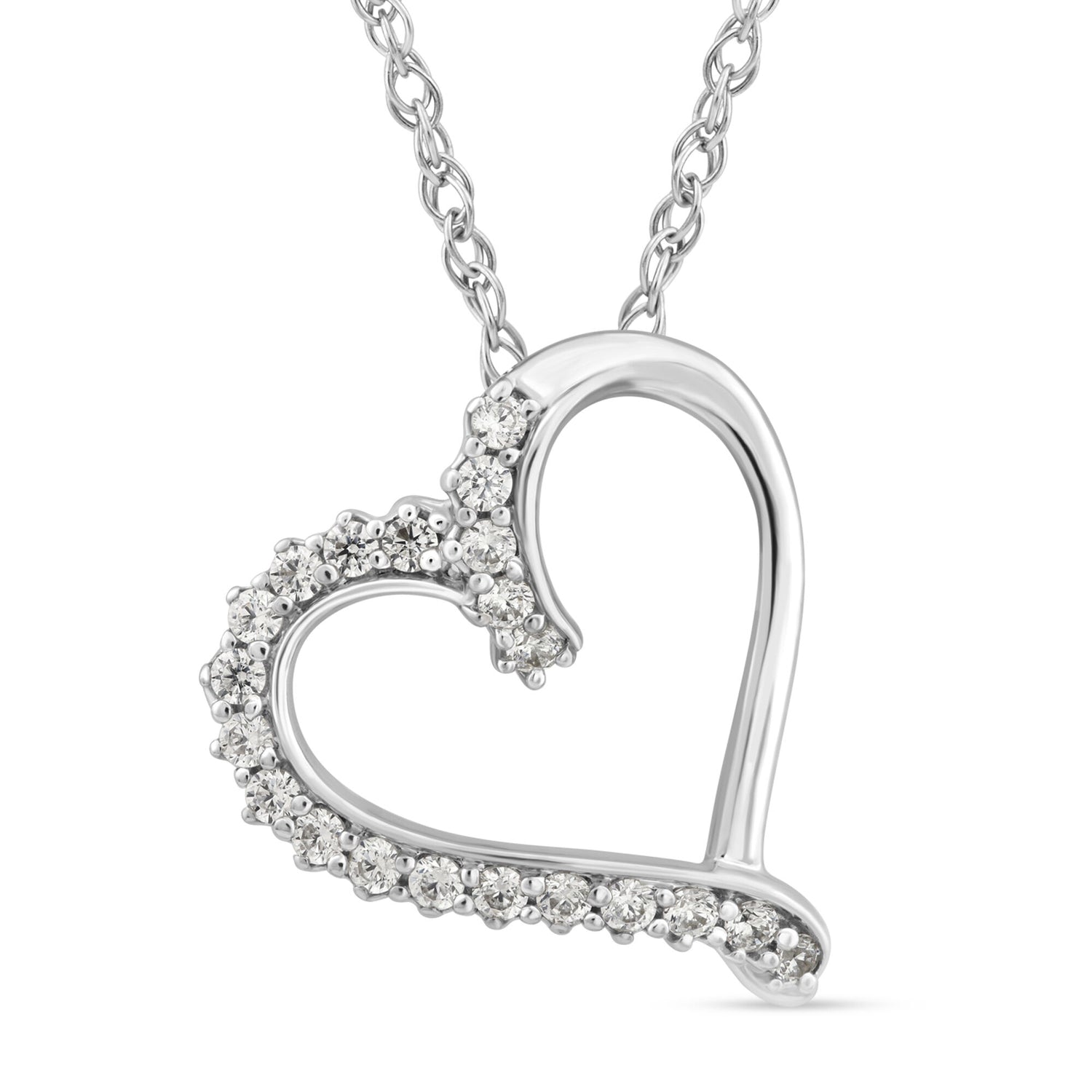 Lab Grown Diamond Heart Pendant in Sterling Silver (1/8 ct. tw.)