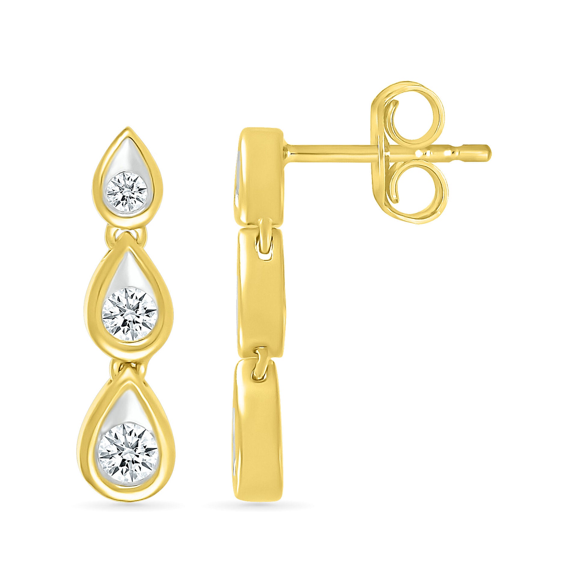 Diamond Drop Earrings in 10K Yellow Gold (1/5 ct. tw.)