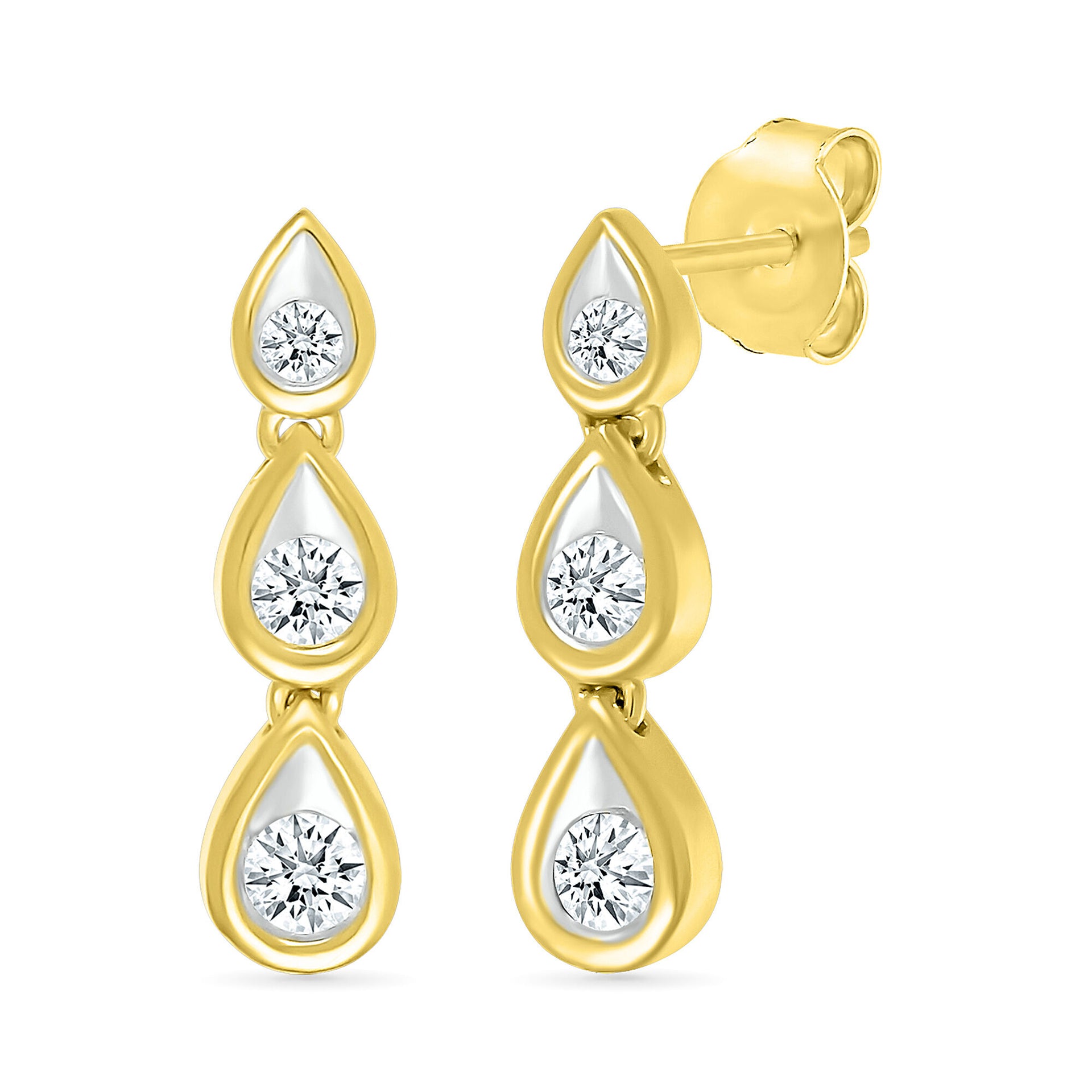 Diamond Drop Earrings in 10K Yellow Gold (1/5 ct. tw.)