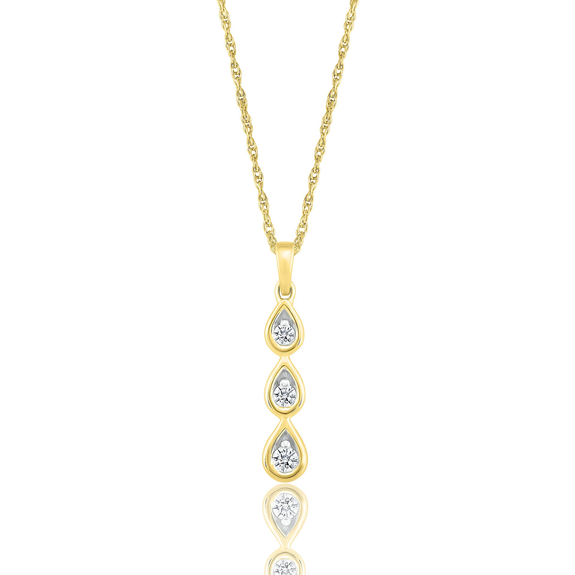 Diamond Drop Pendant in 10K Yellow Gold (1/7 ct. tw.)