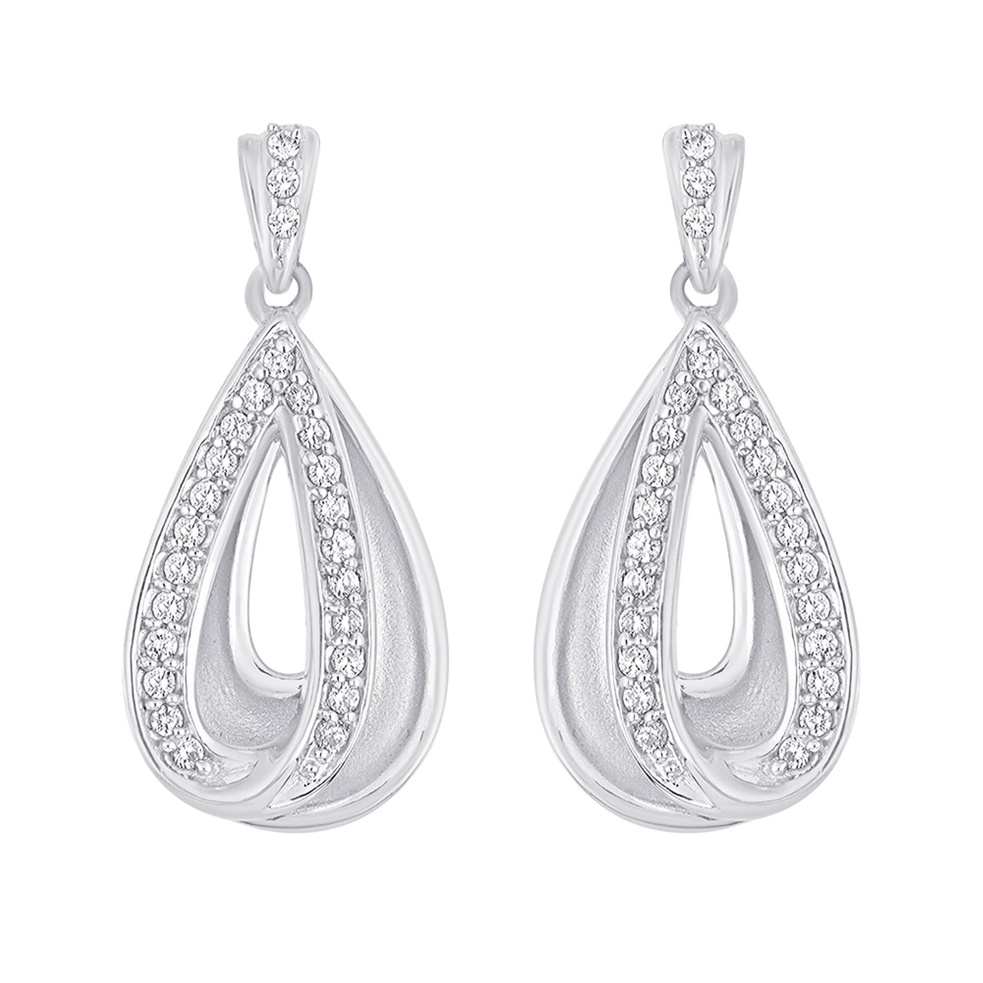 Deep Drop Diamond Earrings in Sterling Silver (1/5 ct. tw.)