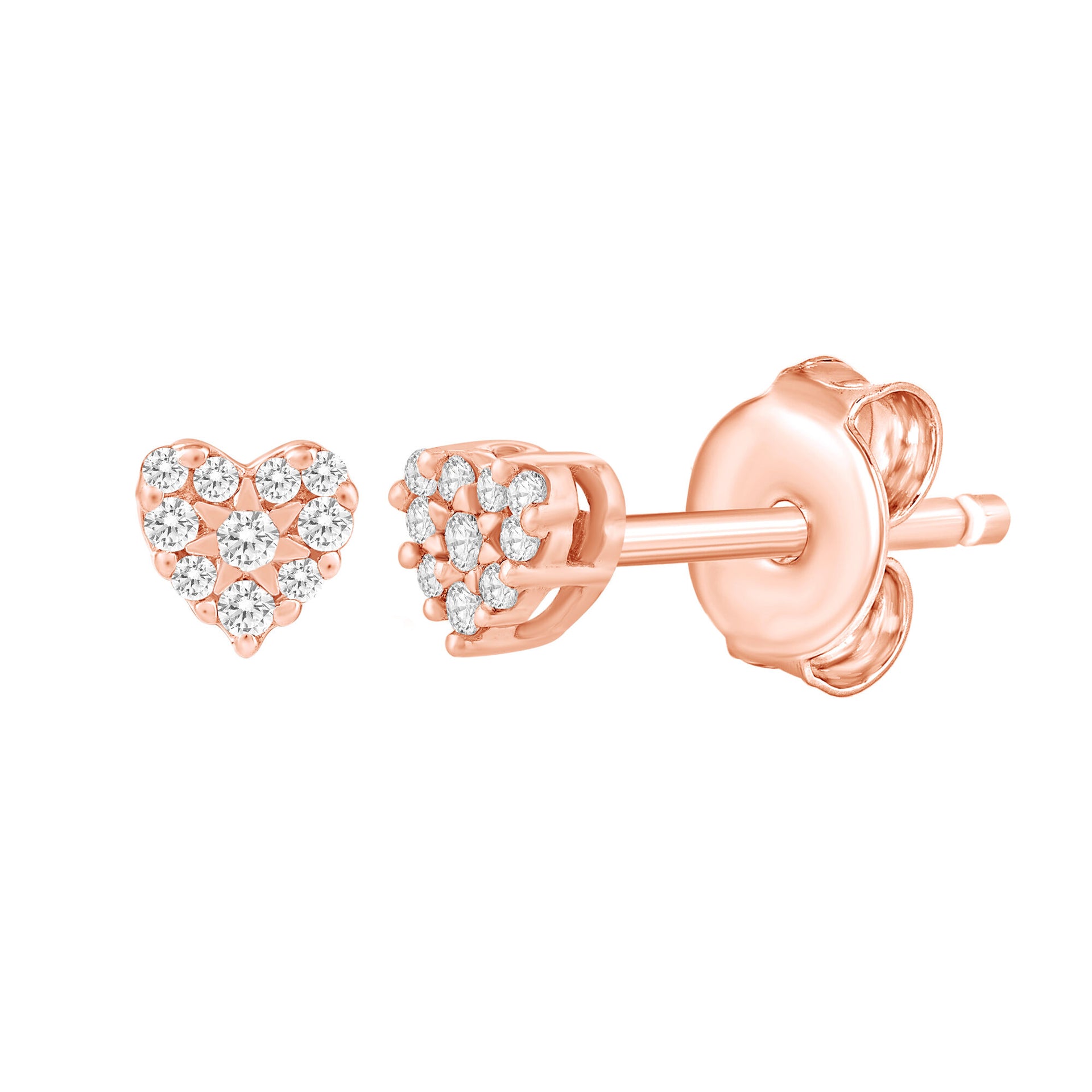 Diamond Accent Heart Stud Earrings in 10K Rose Gold