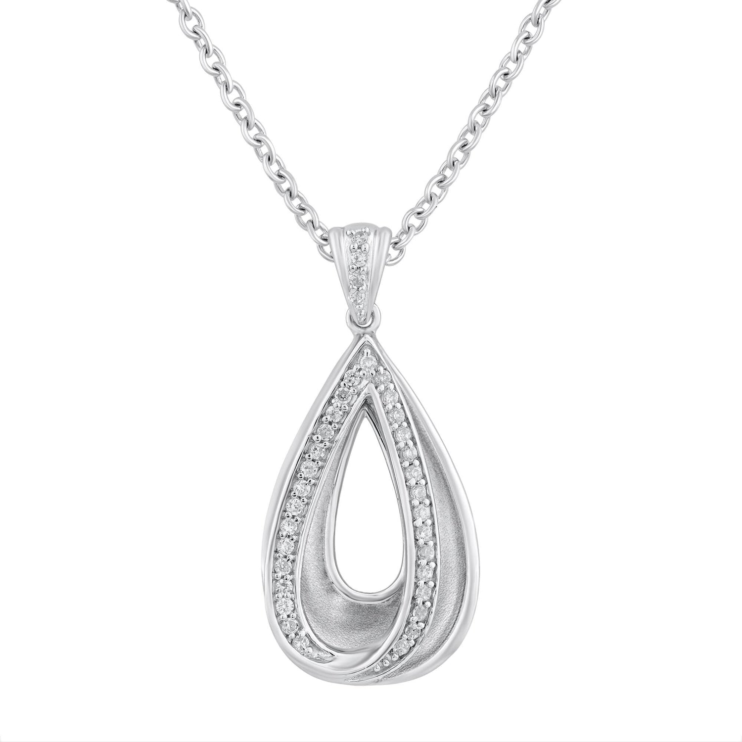 Diamond Drop Pendant in Sterling Silver (1/5 ct. tw.)