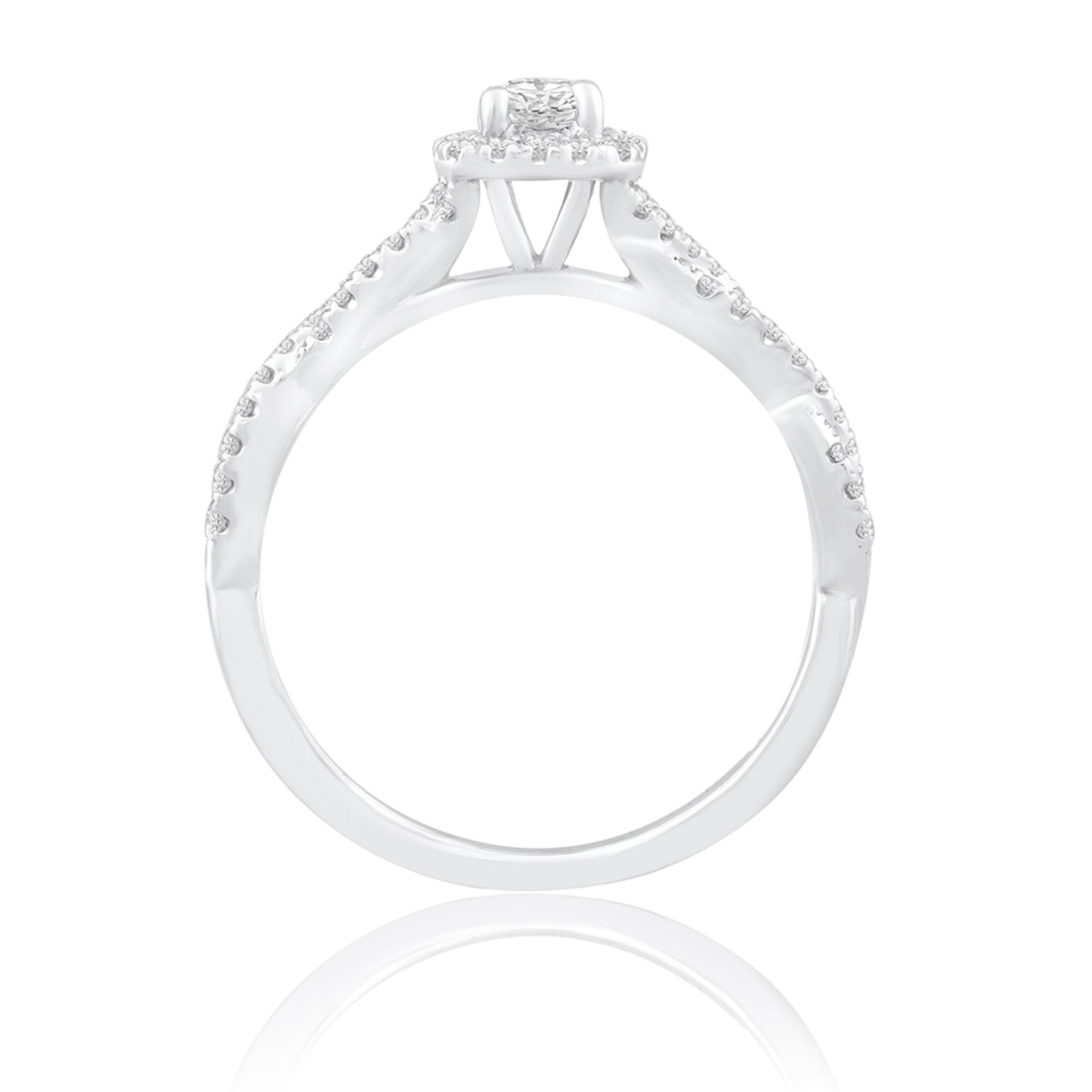 Diamond Engagement Ring with Twist Band in 14K White Gold (1/2 ct. tw.)