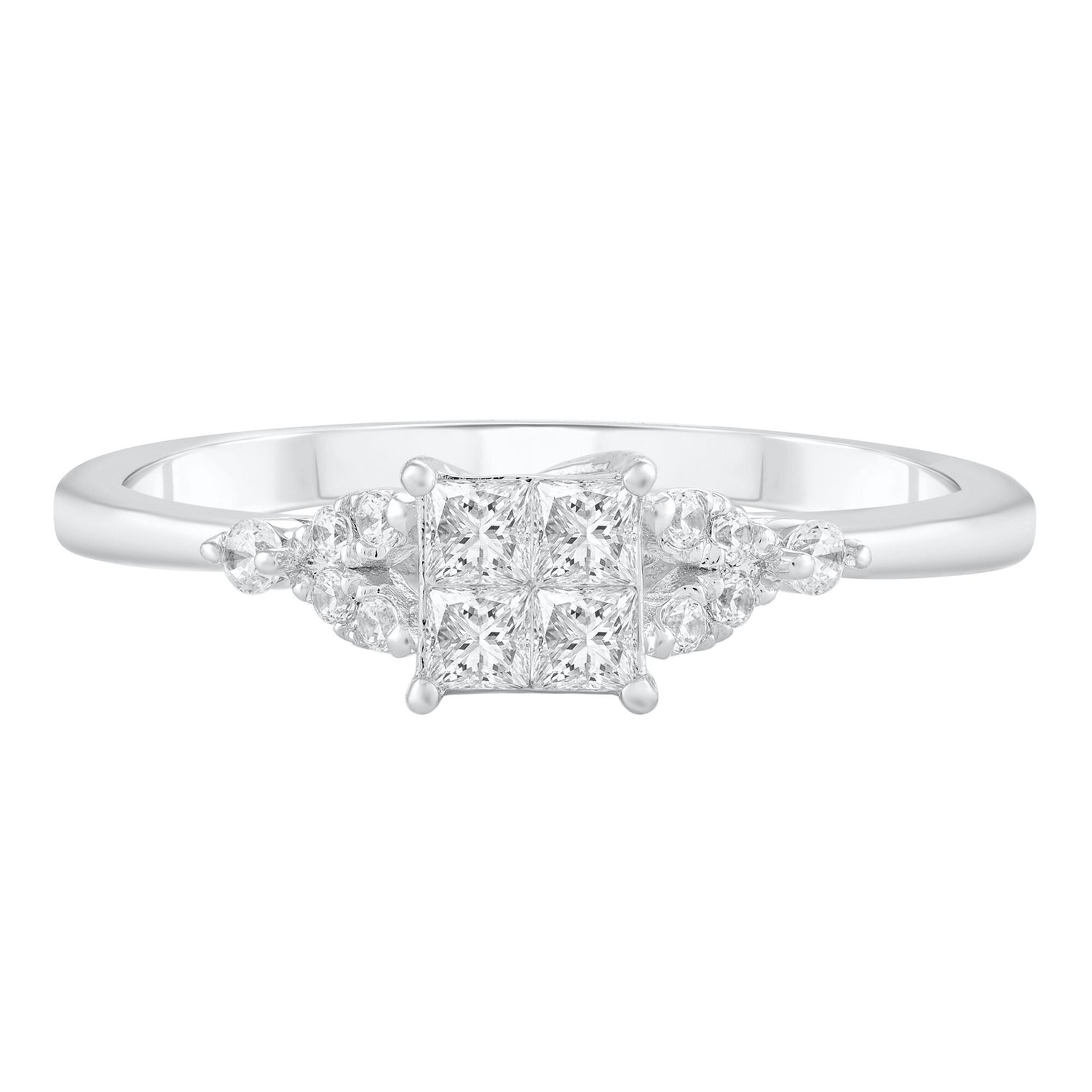 Princess-Cut Composite Promise Ring in 10K White Gold (1/3 ct. tw.)