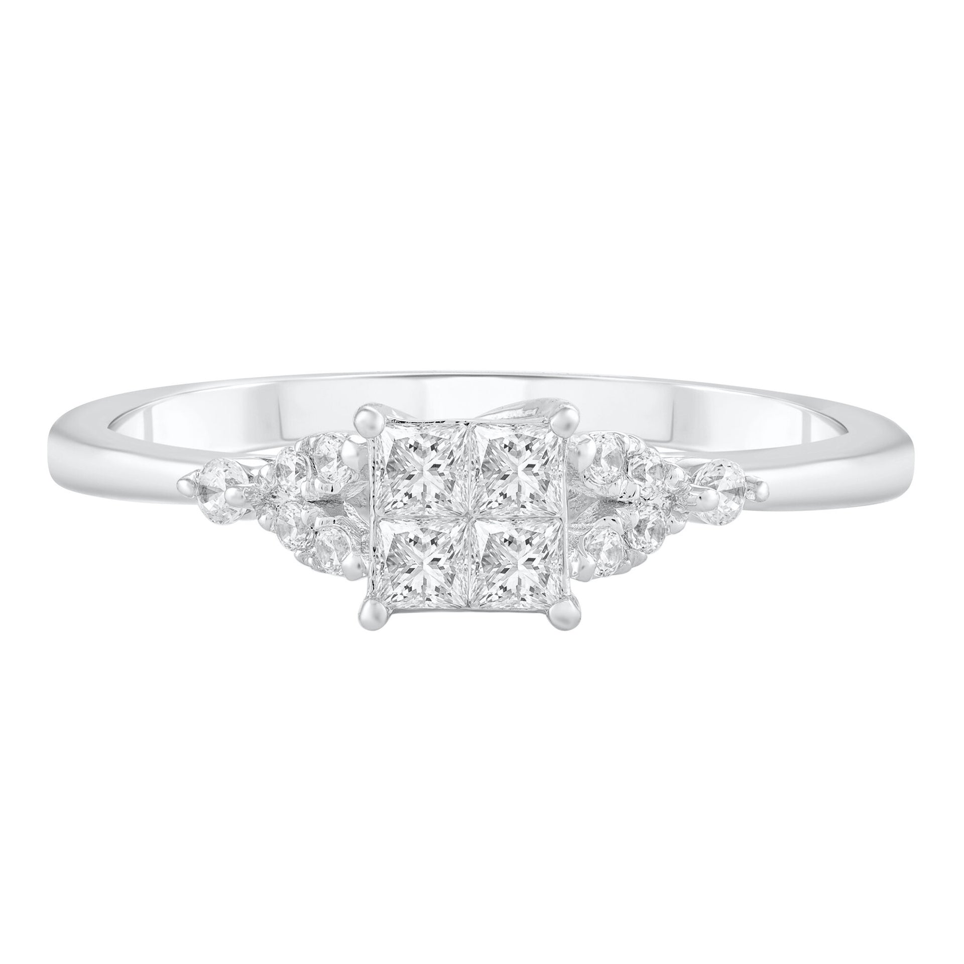 Princess-Cut Composite Promise Ring in 10K White Gold (1/3 ct. tw.)