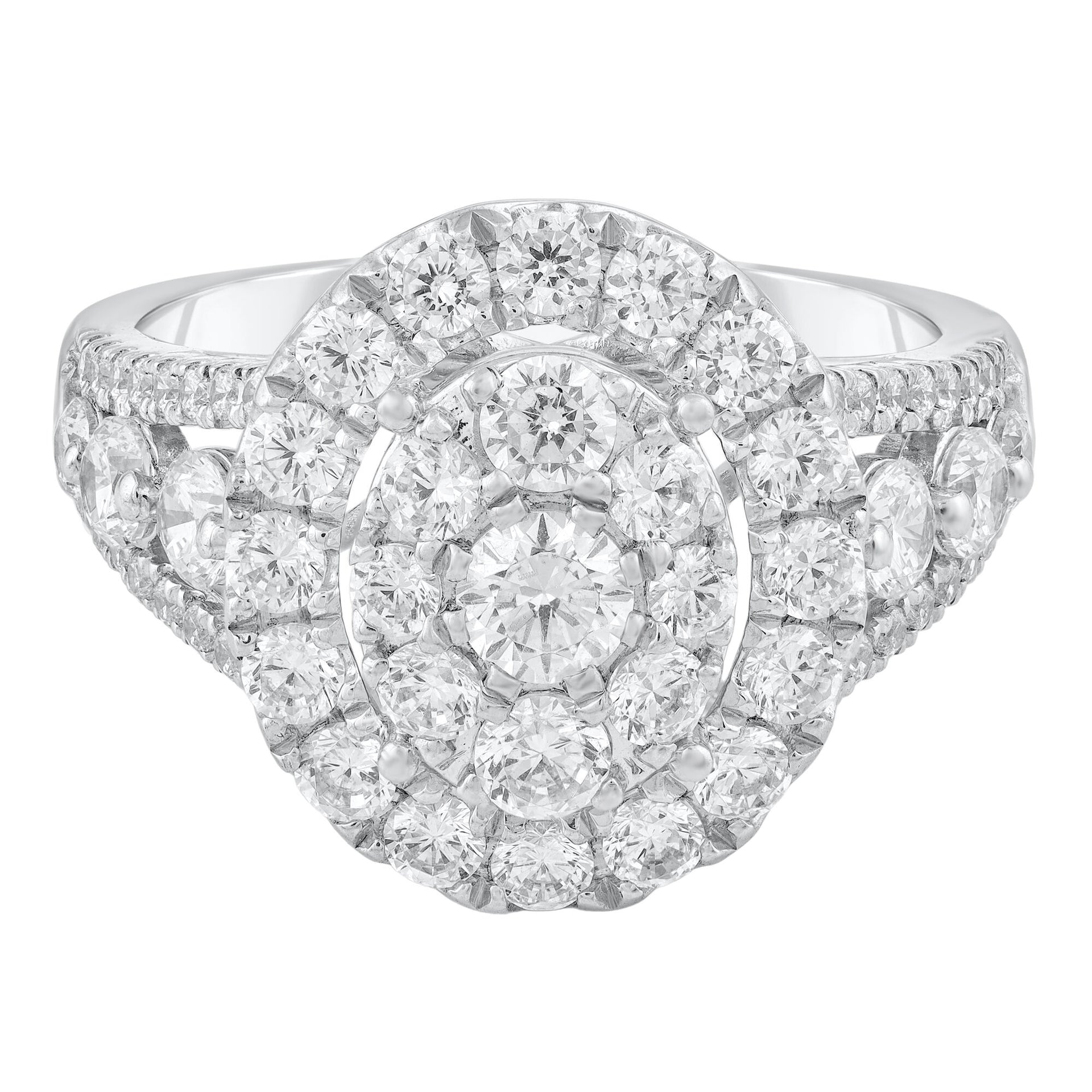 Diamond Oval-Shaped Composite Engagement Ring in 14K White Gold (2 ct. tw.)