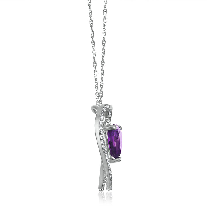 Amethyst and Diamond Accent Heart Pendant in 10K White Gold