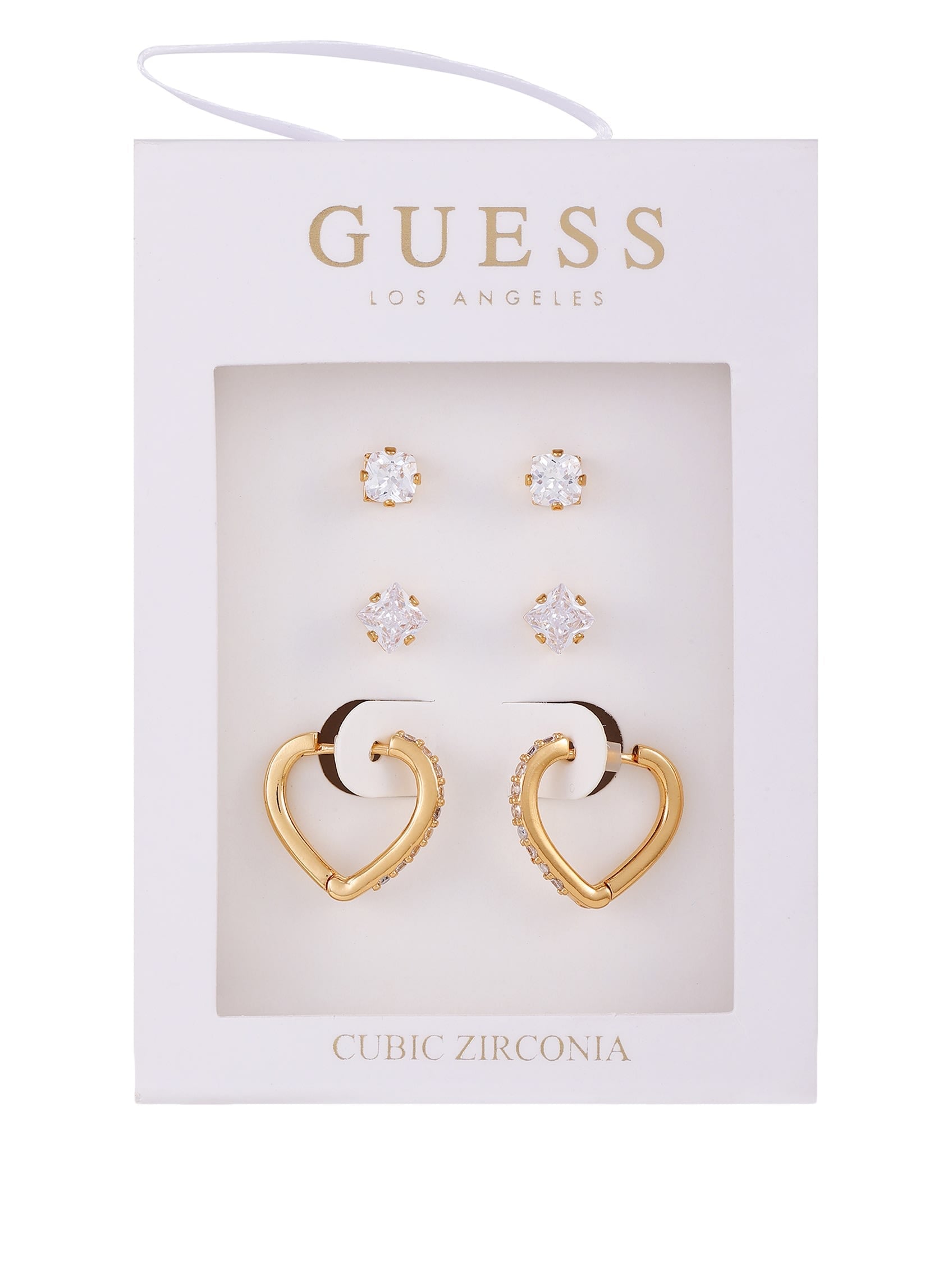 Gold-tone Stud & Huggie Earrings Box Set - 3 Pairs