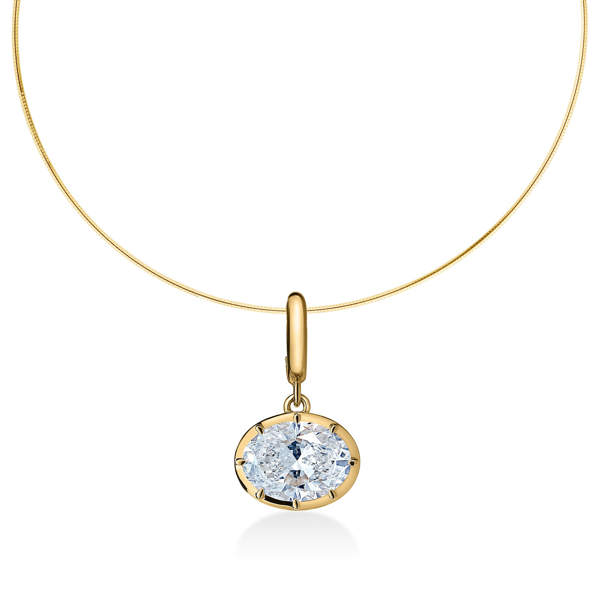 Georgian East-West Oval Lab Diamond Omega Necklace