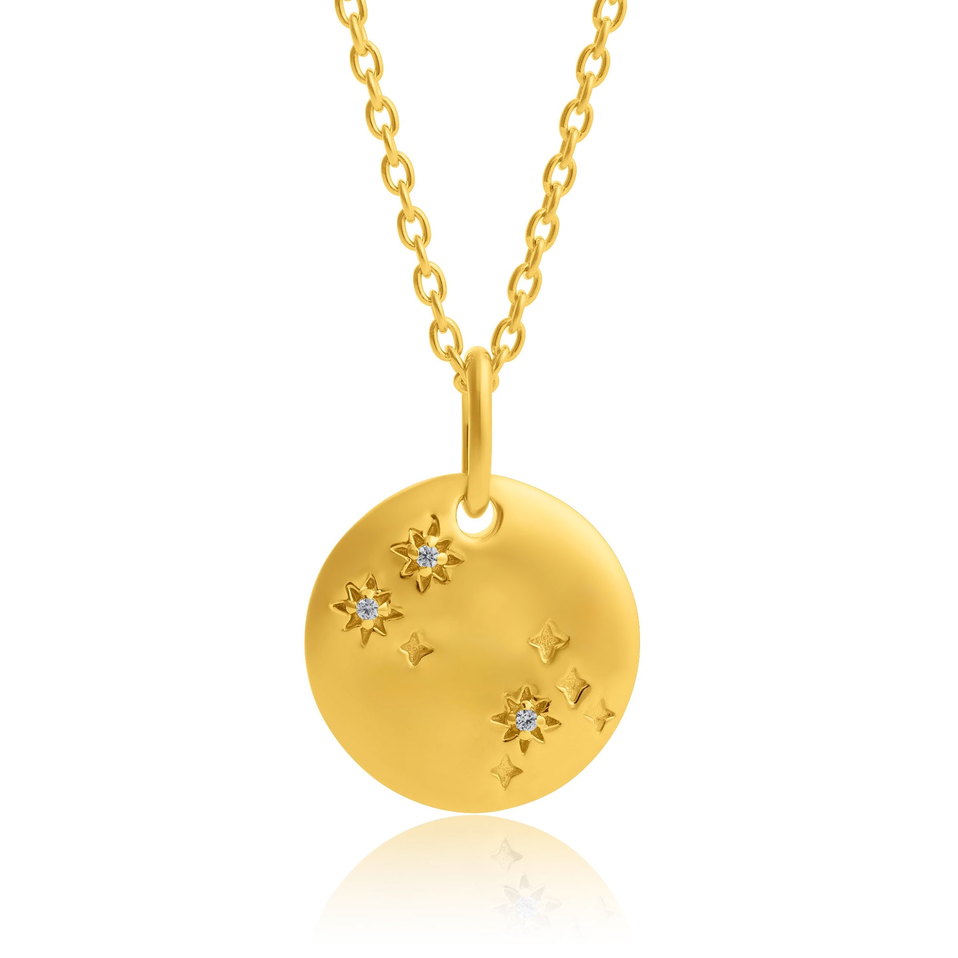 Vermeil Gemini Zodiac Pendant Necklace with White Sapphire Accents