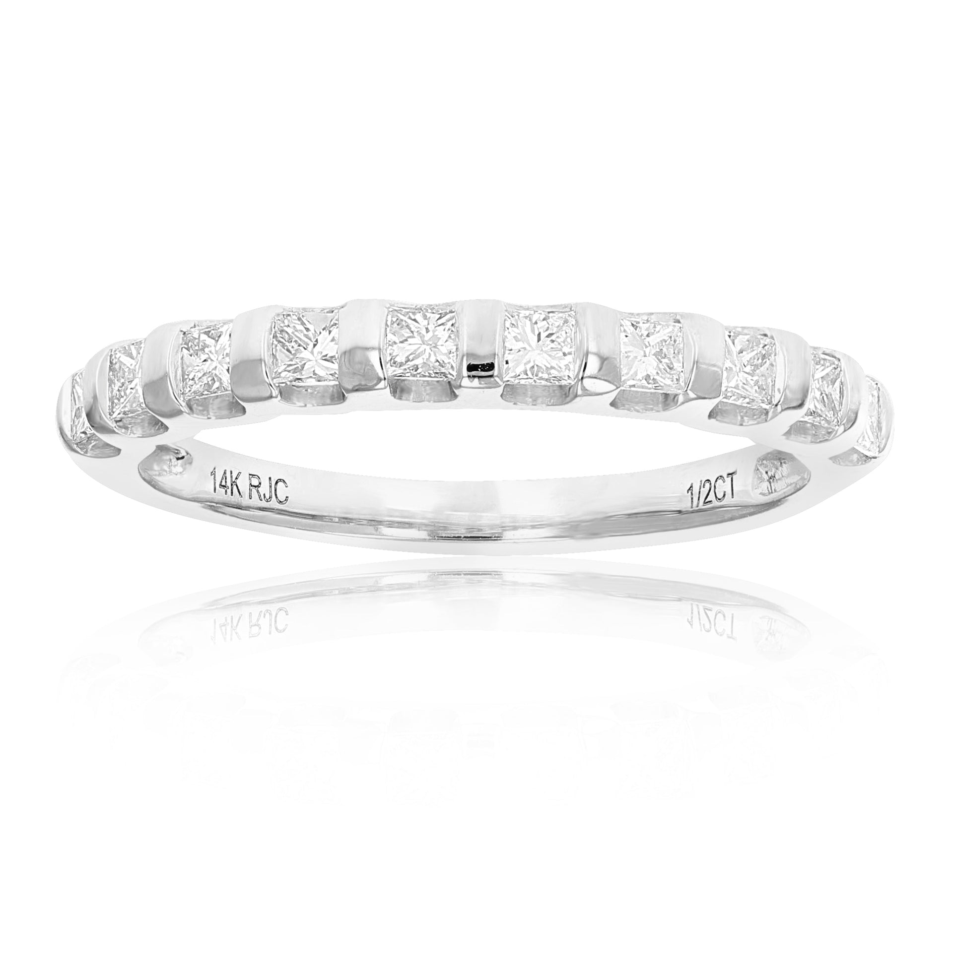 1/2 Cttw Princess Cut Diamond Wedding Band In 14K Gold Channel Set
