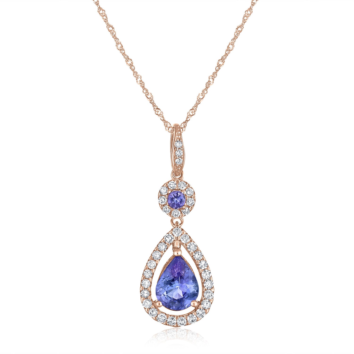 Tanzanite and Diamond Pendant in 14K Rose Gold (1/3 ct. tw.)