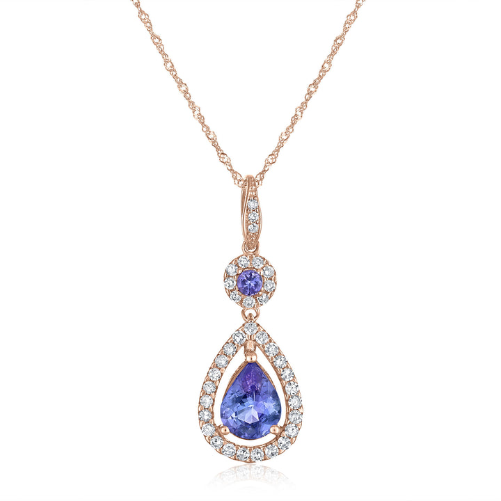 Tanzanite and Diamond Pendant in 14K Rose Gold (1/3 ct. tw.)
