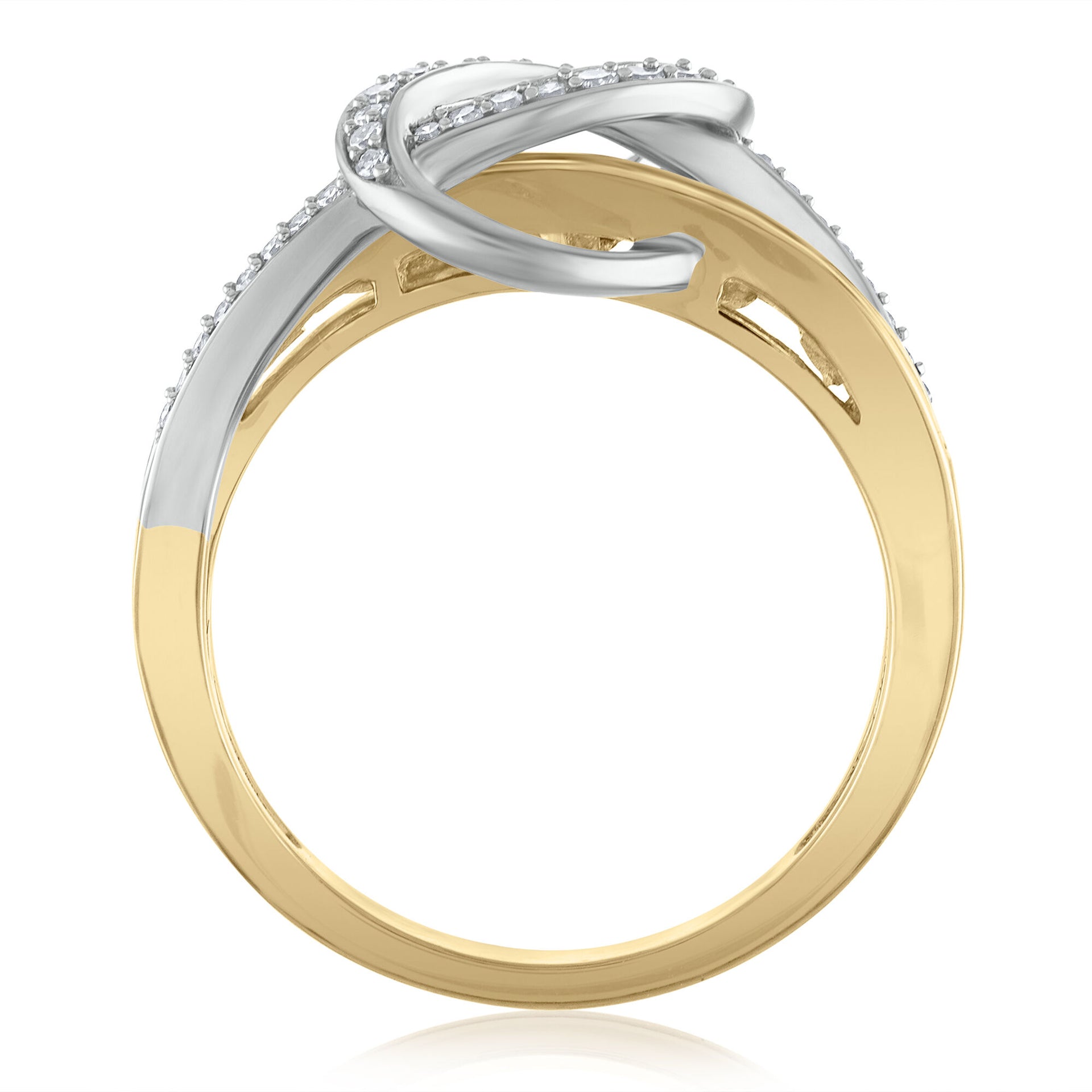 Princess-Cut Emerald and Round Diamond Ring in 14K White and Yellow Gold (1/5 ct. tw.)