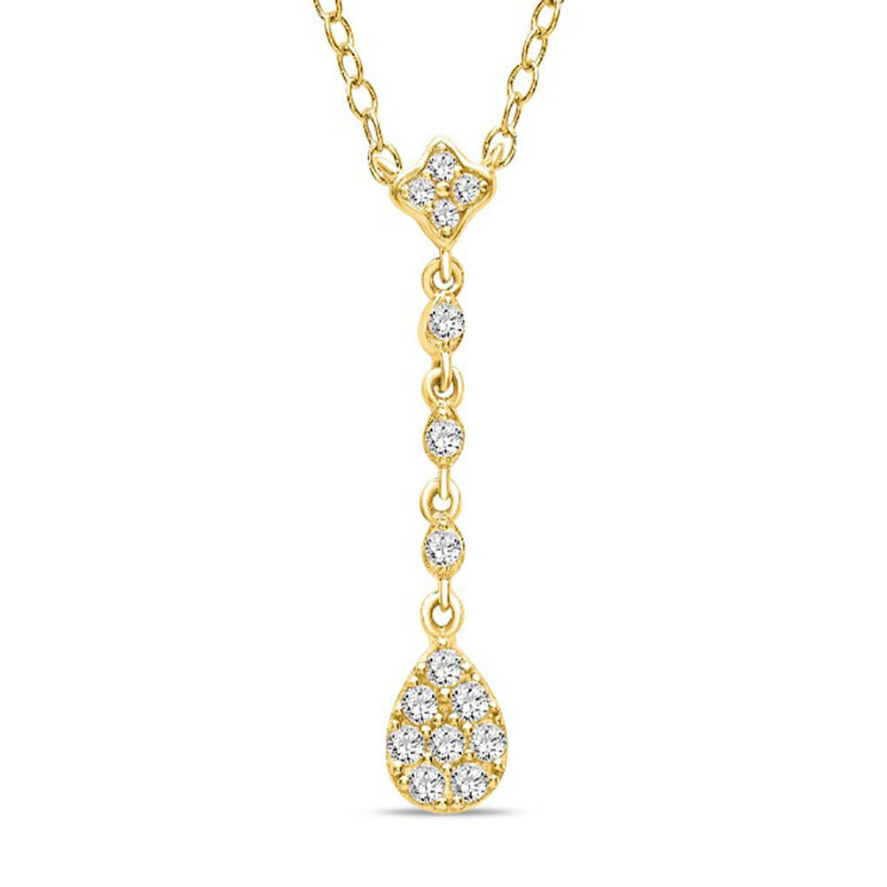Diamond Link Chain Drop Pendant in 10K Yellow Gold (1/8 ct. tw.)