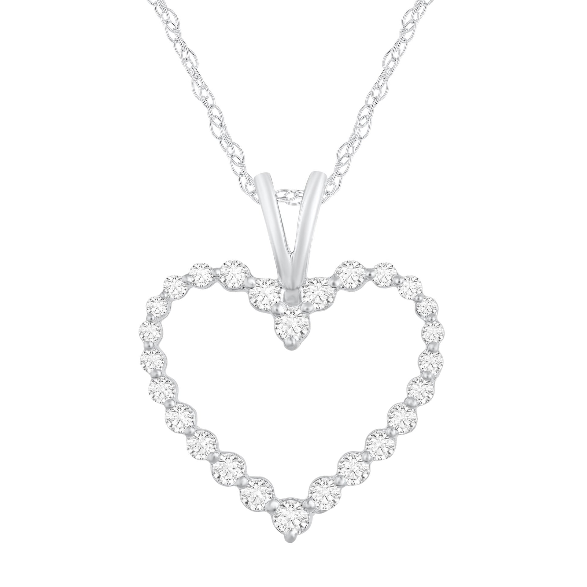Diamond Single-Prong Heart Pendant in 10K White Gold (1/4 ct. tw.)