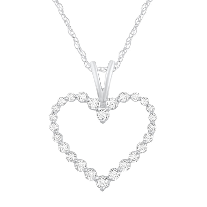 Diamond Single-Prong Heart Pendant in 10K White Gold (1/4 ct. tw.)