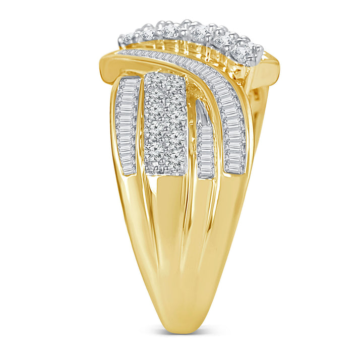 Baguette and Round Diamond Anniversary Band in 10K Yellow Gold (1 ct. tw.)