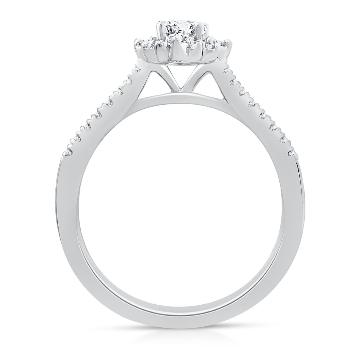 Oval Burst Halo Engagement Ring in 14K White Gold (1/2 ct. tw.)