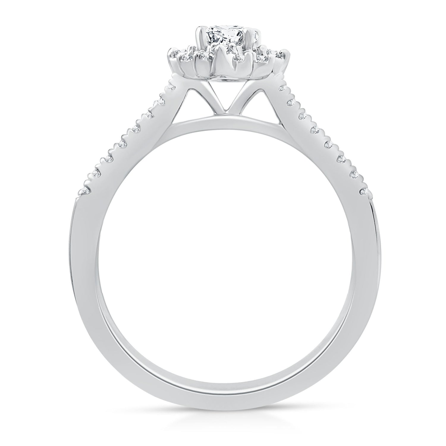 Oval Burst Halo Engagement Ring in 14K White Gold (1/2 ct. tw.)