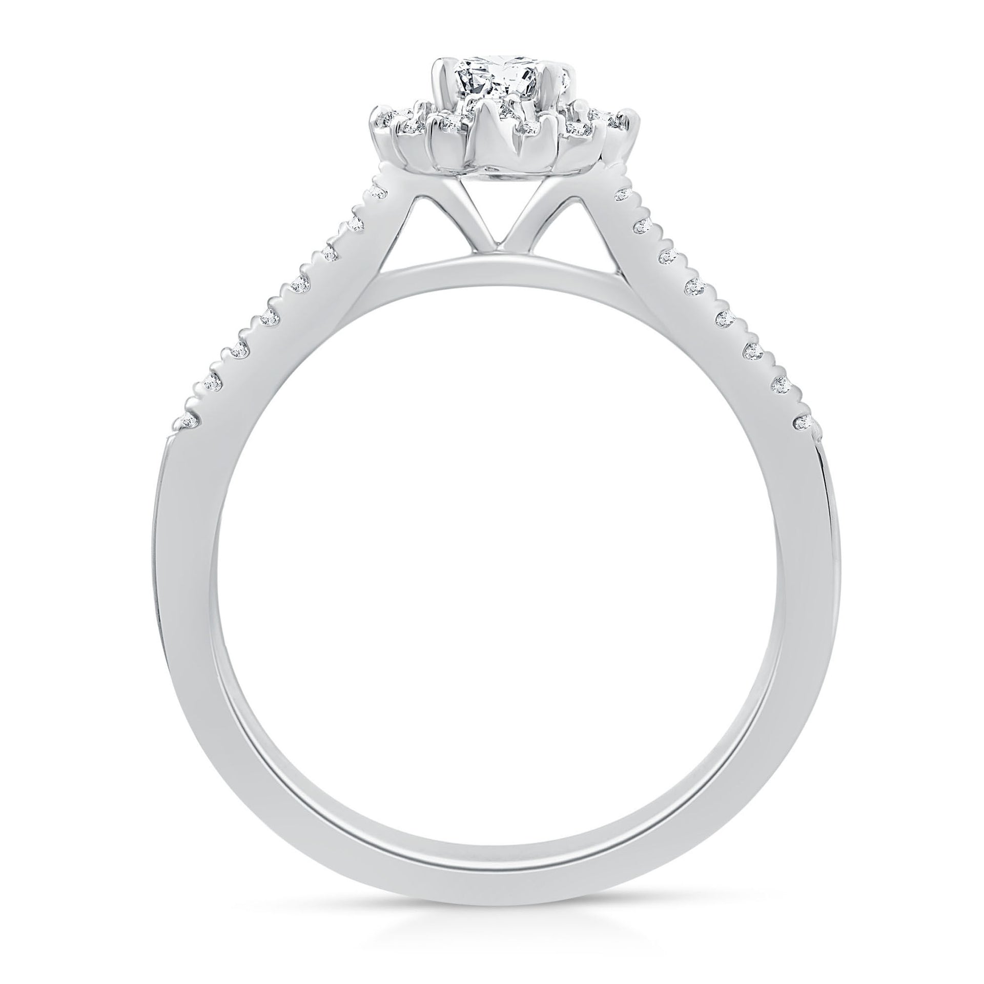 Oval Burst Halo Engagement Ring in 14K White Gold (1/2 ct. tw.)