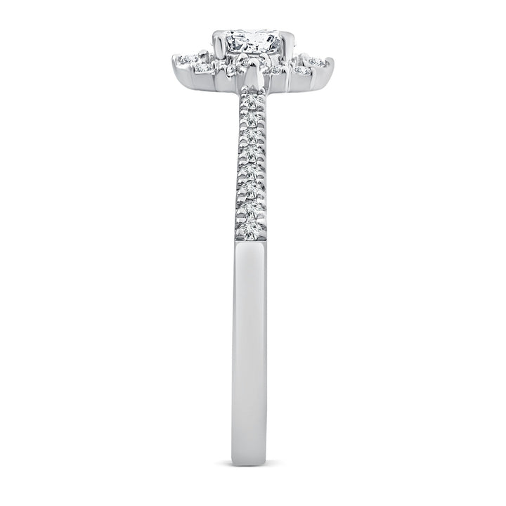 Oval Burst Halo Engagement Ring in 14K White Gold (1/2 ct. tw.)