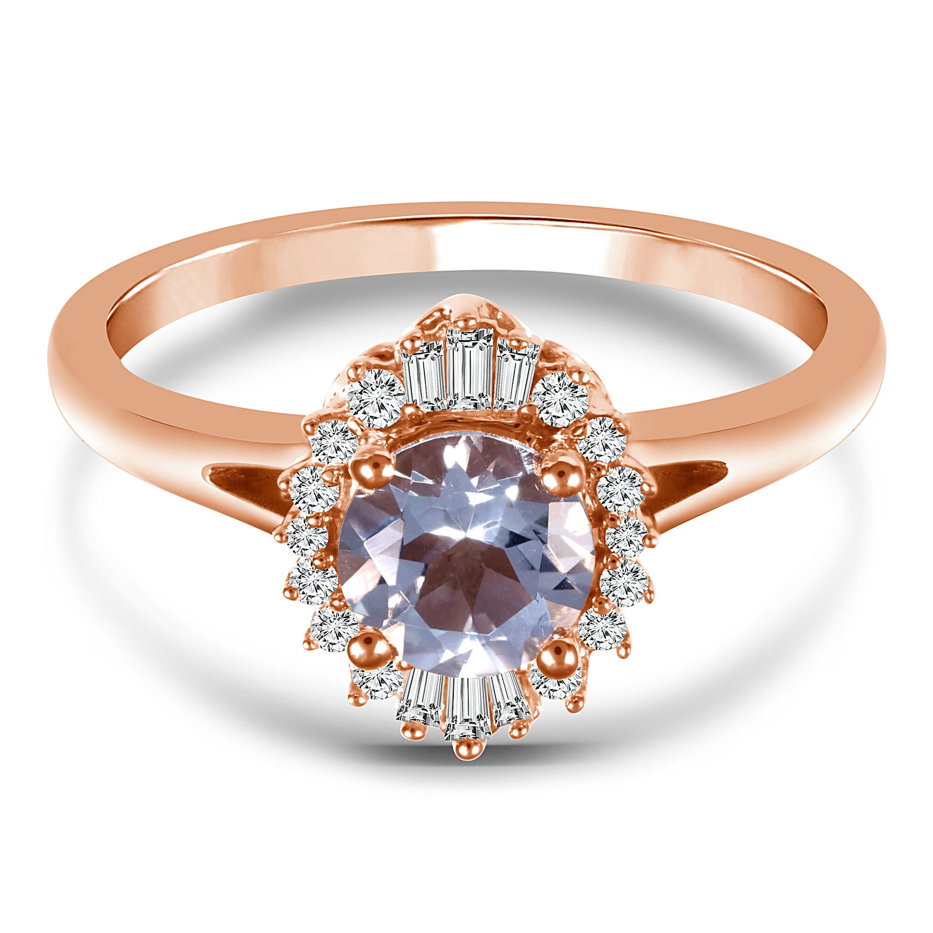 Aquamarine and Diamond Ring in 10K Rose Gold (1/7 ct. tw.)