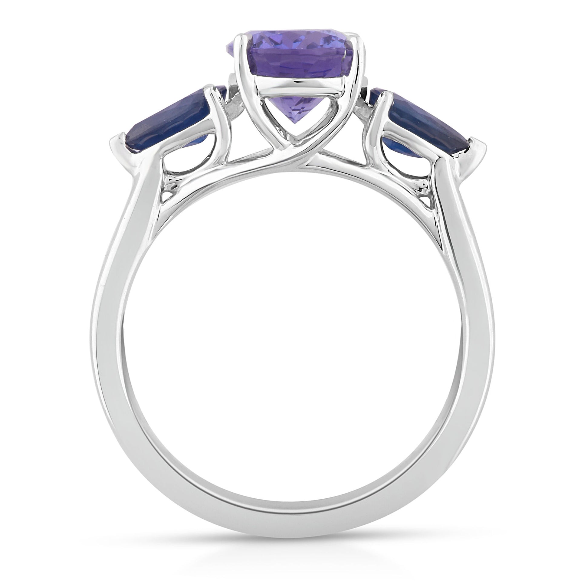 Blue Tanzanite and Blue Sapphire Ring in 10K White Gold