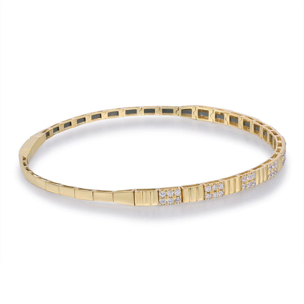 Diamond Geometric Flex Bangle in 10K Yellow Gold (1/2 ct. tw.)