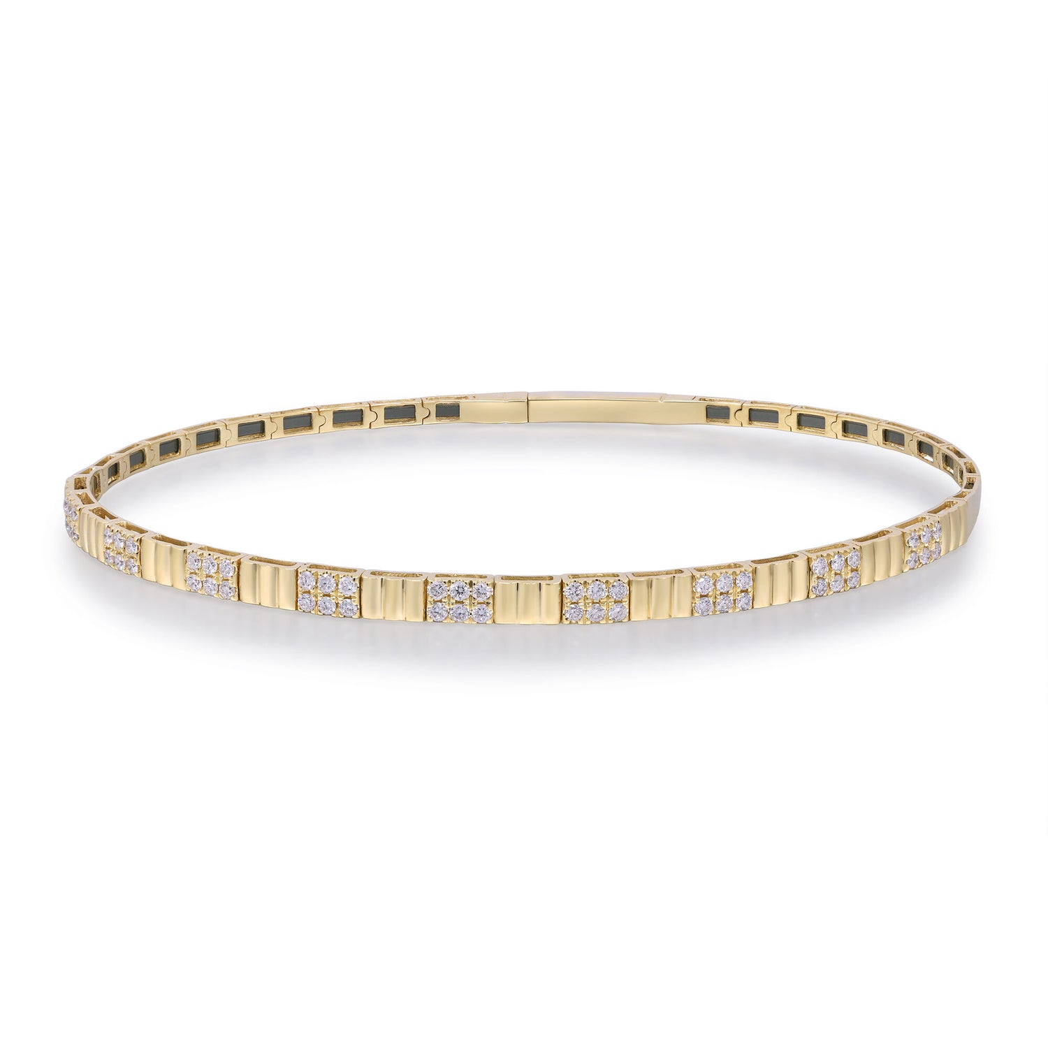 Diamond Geometric Flex Bangle in 10K Yellow Gold (1/2 ct. tw.)