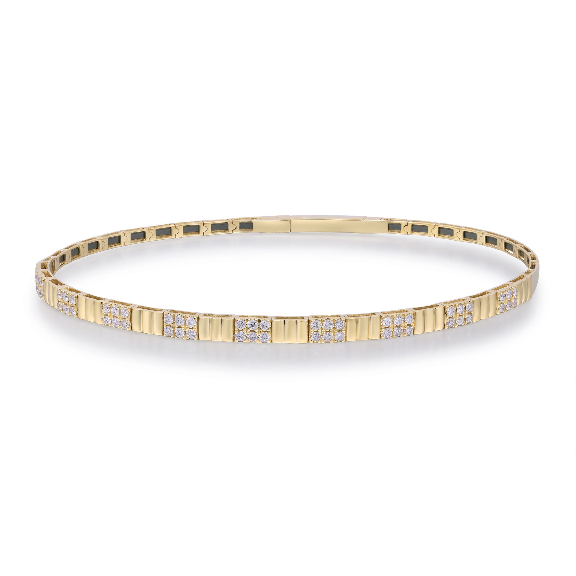 Diamond Geometric Flex Bangle in 10K Yellow Gold (1/2 ct. tw.)