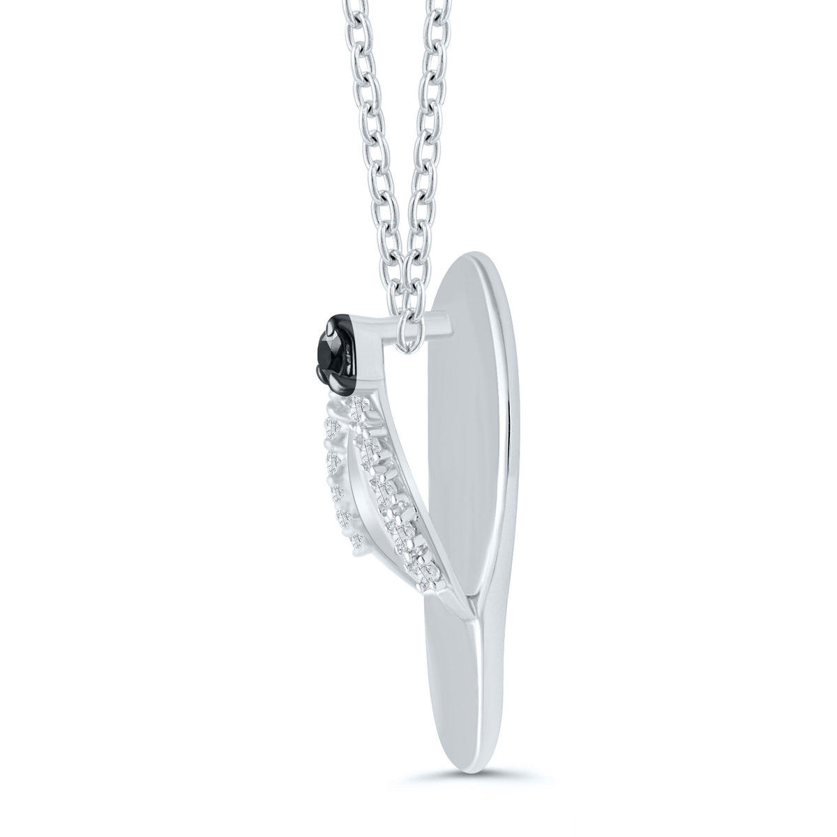 Black & White Diamond Accent Flip-Flop Pendant in Sterling Silver